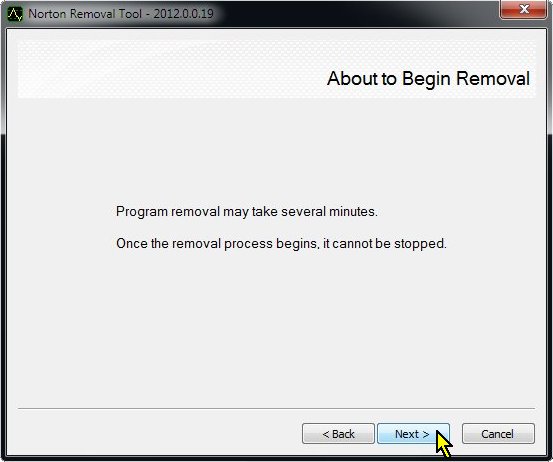 Norton Removal Tool, Begin Removal